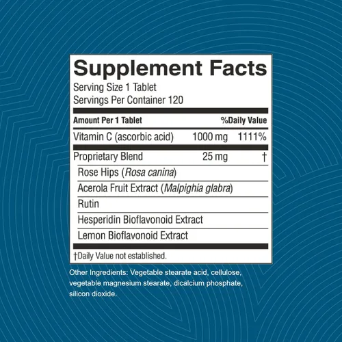 Vista 3 de Natures Sunshine Vitamina C Liberación temporal, 1000 mg, 120 tabletas Apoya el sistema inmunológico y apaga los radicales libres peligrosos