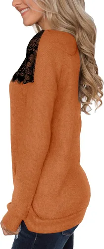 Vista 4 de For G and PL Sudadera elegante de manga larga y con encaje negro para mujer