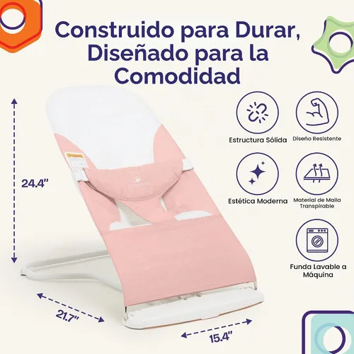 Vista 6 de ComfyBumpy - Asiento gorila para bebé, 100% tela de algodón orgánico y malla transpirable, 3 posiciones plegable, portátil, con funda de transporte