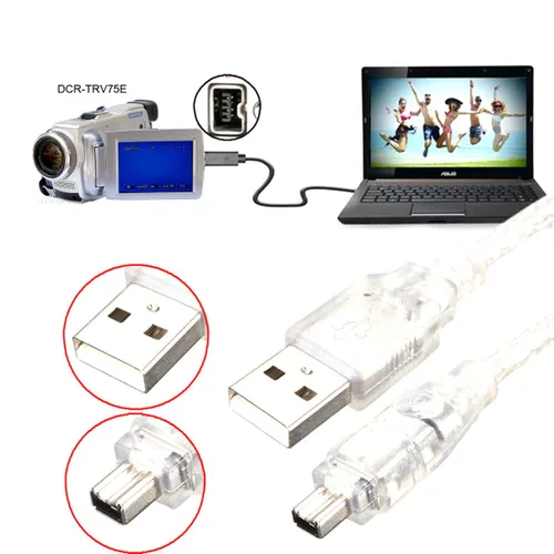 Vista 2 de chenyang Adaptador de cable iLink macho USB 2.0 macho a Firewire IEEE 1394 de 4 pines macho solo compatible con Sony DCR-TRV75E 4.92FT/1.5M