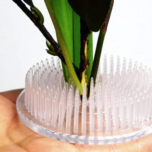 Vista 6 de Rana de Flores de Plástico Transparente con Pinzas para Arreglos Florales 2.76" Pulgadas (70mm)