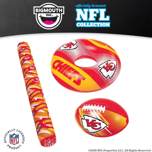 Vista 6 de BigMouth 42” Inflatable Pool Floats Officially Licensed NFL Fan Gear Merchandise Back Support Inner Tube for Adults and Teens