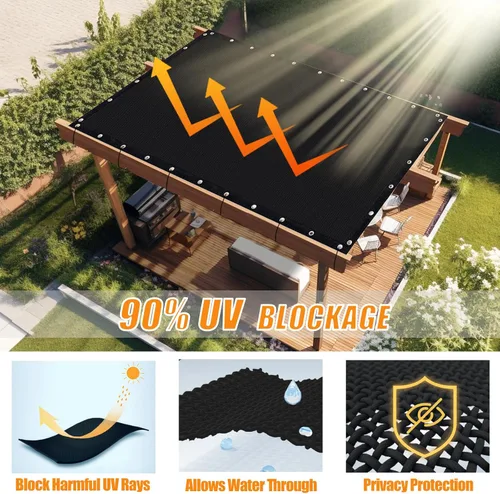 Vista 2 de KANAGAWA Tela para proteger el sol 8' x 10' para pérgola al aire libre con ojales, toldo con bloqueo UV para privacidad para patio, patios traseros