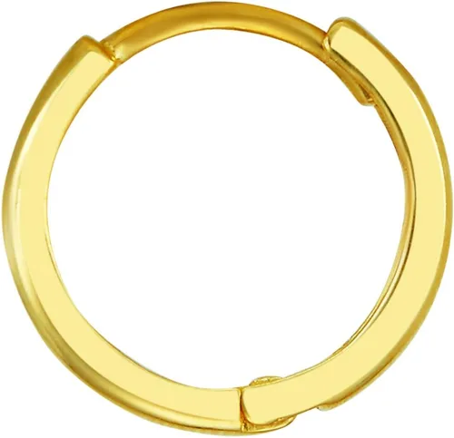 Vista 5 de Aretes de aro de oro amarillo real de 14 quilates, 0.079 in de grosor, 3 tamaños diferentes disponibles