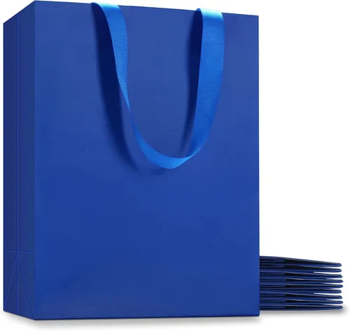 Vista 27 de Bolsas de regalo negras con asas, 10 bolsas de papel kraft de 5.25 x 3.75 x 8 pulgadas para bodas, fiestas, negocios, venta al por menor Negro