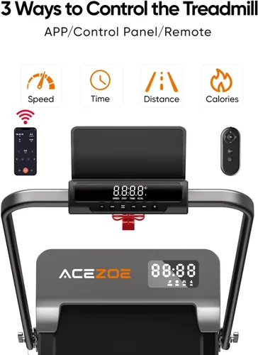 Vista 5 de Acezoe Walking pad Treadmill with Incline & Handle Bar, Folding Treadmill for Home Small Spaces, Compact Portable Under Desk Treadmill,Dual LED
