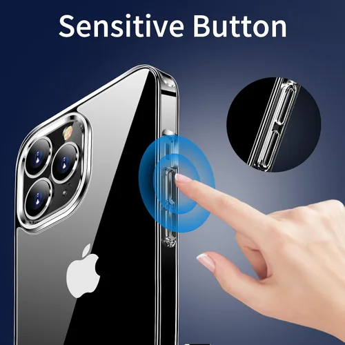 Vista 6 de JJGoo Compatible con iPhone 13 Pro Funda transparente, transparente a prueba de golpes, delgada, antiarañazos, carcasa protectora trasera