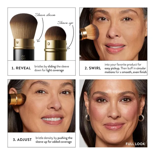 Vista 2 de LAURA GELLER NEW YORK - Brocha retráctil con mango de aluminio Kabuki, para todo el maquillaje facial y base para maquillaje facial líquido, crema