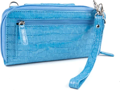 Vista 4 de Mini bolso cruzado de cuero para mujer con bloqueo RFID Pebbled