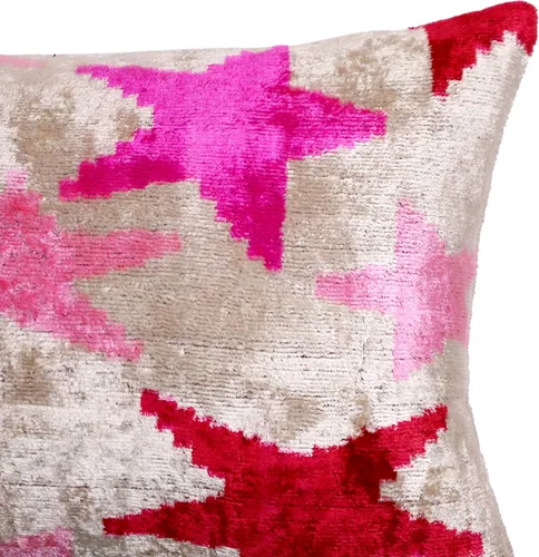 Vista 4 de CANVELLO -Exquisita almohada de plumón/cojín: almohadas de plumas elegancia y arte Almohadas icónicas con diseño Ikat Seda de terciopelo suave