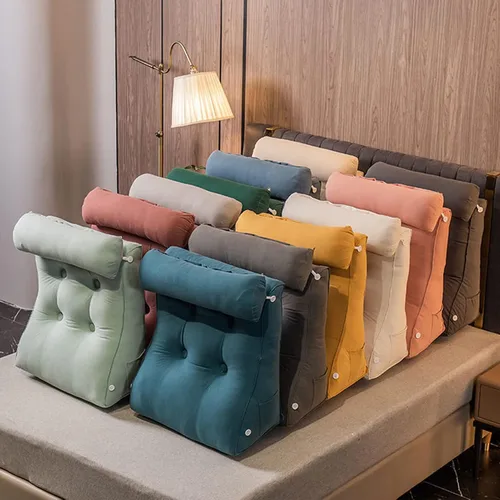 Vista 7 de Almohada de lectura triangular con cuña para cabecero y reposo de cama, cojín de apoyo para la espalda para leer, jugar, ver la televisión, con Beige