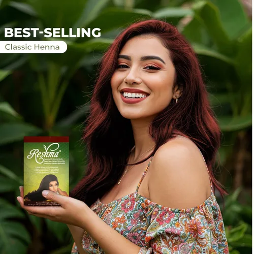 Vista 6 de Reshma Beauty Ayurvedic Henna Hair Color Blend – Henna, Indigo & Herbal Extracts – Natural Red/Rouge Hair Color for Gray Blending – Heena Mehendi