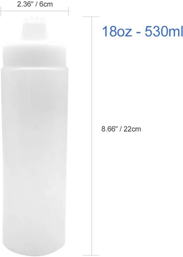 Vista 4 de GARASANI Dispensador de botellas de condimentos exprimibles de salsa de 4 agujeros (18 oz - 17.9 fl oz)