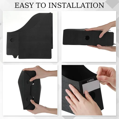 Vista 5 de Geyee Paquete de 12 soportes de plástico para archivadores de revistas, organizador de escritorio para revistas, cajas de archivos resistentes