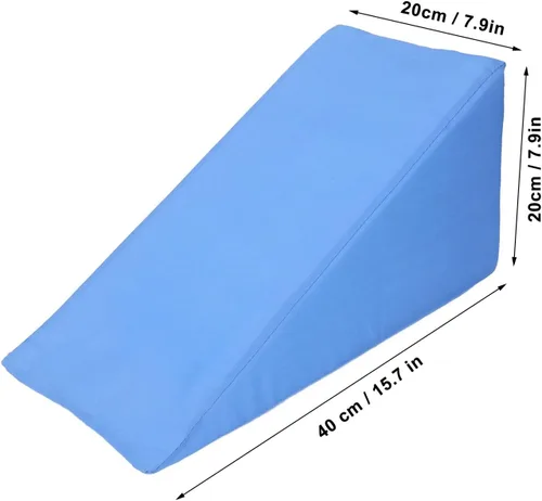 Vista 4 de Almohada de cuña, almohada de cuña para dormir, almohada triangular, esponja de espuma triangular para el brazo delantero (azul)