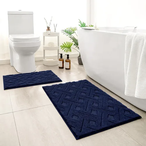 Vista 11 de HOMEIDEAS - Juego de alfombras de baño de 2 piezas, antideslizantes, lavables a máquina, de felpa extra suave y absorbente, para baño, tina y ducha