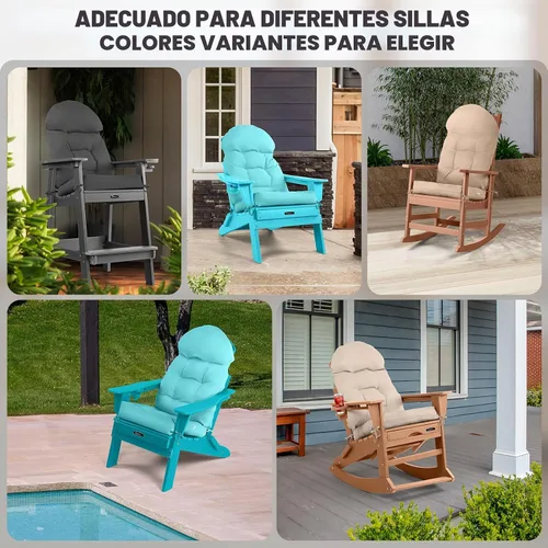 Vista 3 de FUNBERRY - Cojín para silla Adirondack, cojines gruesos y cómodos para mecedora, antideslizante, con protector contra decoloración, impermeable