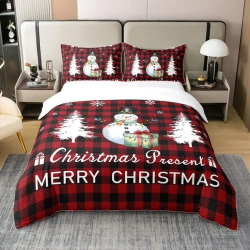 Vista 13 de Erosebridal Funda de edredón de Navidad 100% algodón, ropa de cama de ciervos de Navidad de dibujos animados para niños y niñas, campanas de copo