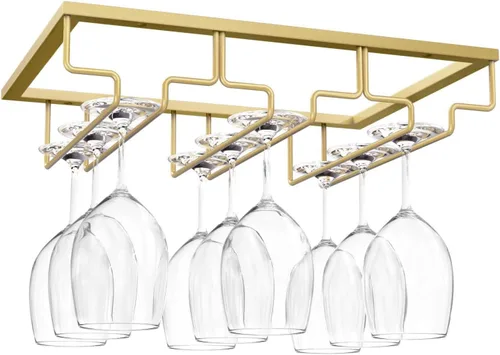 Vista 10 de Estante para copas de vino, soporte para copas de vino, soporte para copas de vino, organizador de metal para armario, cocina, bar