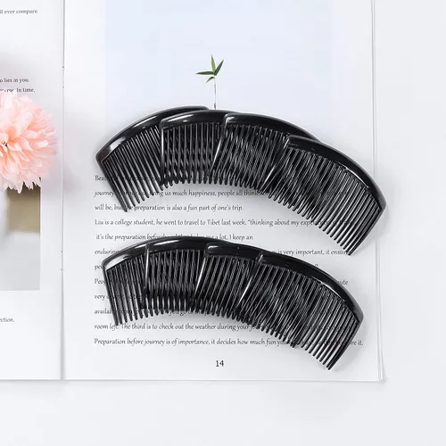 Vista 3 de Cinaci Paquete de 30 peines laterales de plástico transparente blanco negro marrón para el cabello con 23 dientes para tocados, clips, pasadores