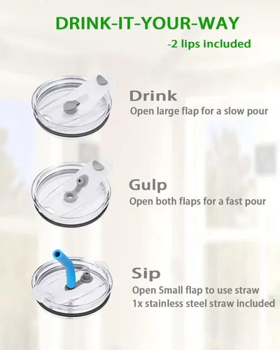 Vista 3 de zenbo - Vaso de acero inoxidable aislado al vacío con asa, tapa y popote, mantiene las bebidas frías hasta 36 horas, cuerpo a prueba de sudor, apto