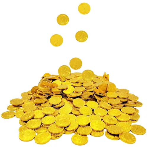 Vista 2 de 25 monedas originales de chocolate cripto Bitcoin, hechas con chocolate belga de primera calidad, sin gluten, sin OMG, lácteos certificados Kosher