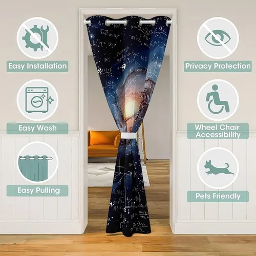 Vista 3 de Feelyou Math Equation - Cortina de puerta (1 panel, 34 x 80 pulgadas)