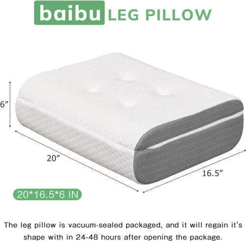 Vista 2 de baibu Almohada de elevación de piernas de doble capa para soporte de piernas y rodilla, almohada de elevación de pies para dormir, circulación