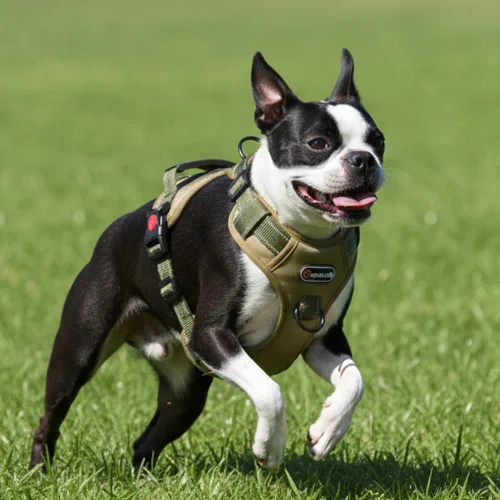 Vista 2 de Arnés táctico para perro, ajustable, sin tirones, con correas reflectantes y asa, arnés para cachorros con clips metálicos dobles para correa
