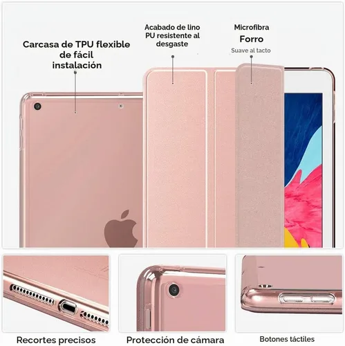 Vista 4 de MoKo Funda compatible con iPad de 9ª/8ª/7ª generación de 10.2 pulgadas (2021/2020/2019), delgada y ligera funda inteligente con protector trasero