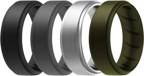 Vista 16 de ROQ Anillo de boda de goma de silicona para hombre, ajuste cómodo, anillo de boda para hombre, duradero, anillo de compromiso de goma transpirable