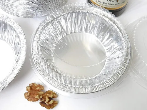 Vista 3 de KitchenDance - Sartén desechable de papel de aluminio con tapa, moldes individuales de papel de aluminio de 5 pulgadas, bandeja para hornear