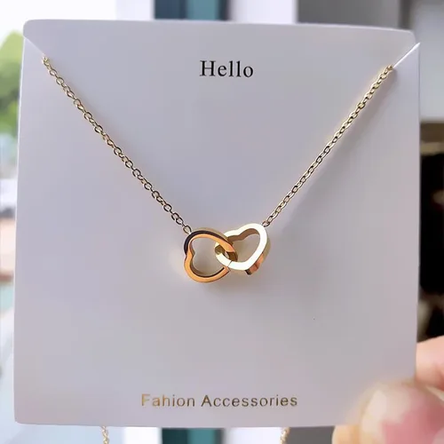 Vista 5 de Lindo collar de corazón pequeño con colgante de corazón de oro de 14 quilates, collar de cadena de corazón abierto de oro pequeño para mujer
