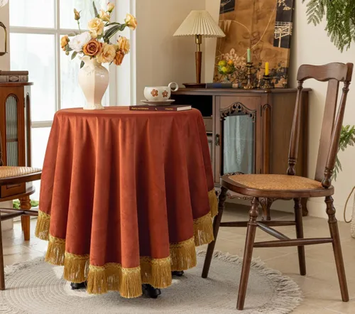 Vista 28 de F-CHU - Funda de terciopelo negro de lujo para mesita de noche con flecos dorados, mantel decorativo para mesita de noche, a prueba de polvo