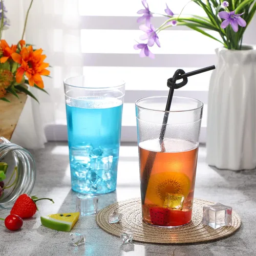 Vista 3 de Sieral Paquete de 36 vasos de plástico reutilizables de 20 onzas, vasos transparentes reutilizables para bebidas, vasos apilables para restaurante