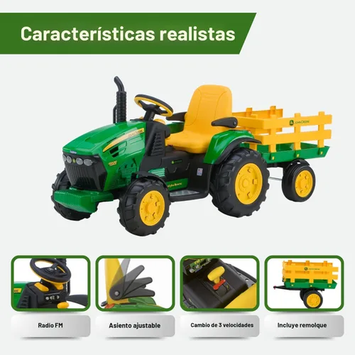 Vista 3 de Peg Perego John Deere - Tractor de fuerza terrestre con remolque de 12 voltios para montar