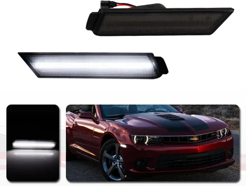 Vista 12 de Para 2010 2011 2012 2013 2014 2015 Chevrolet Camaro parachoques trasero y delantero lateral marcador carcasas 4 unids Carcasa ámbar+Carcasa roja