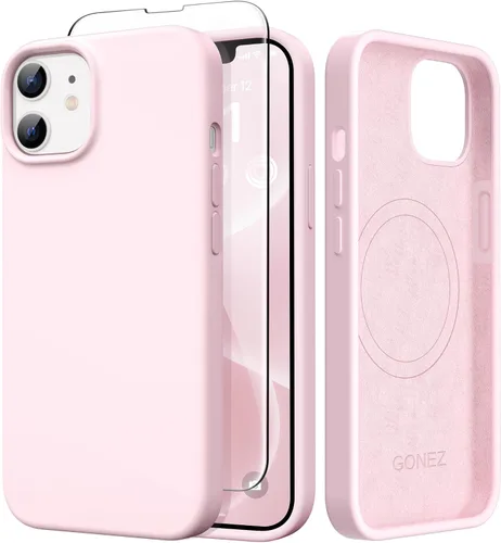 Vista 217 de GONEZ Funda magnética para iPhone 14, compatible con Magsafe, con protector de pantalla + protector de cámara, forro de microfibra antiarañazos