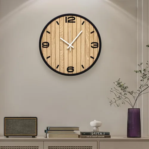 Vista 18 de Reloj de pared redondo de 10 pulgadas, funciona con pilas, de madera, de cuarzo, silencioso, decorativo, analógico, para apartamento, sala de estar