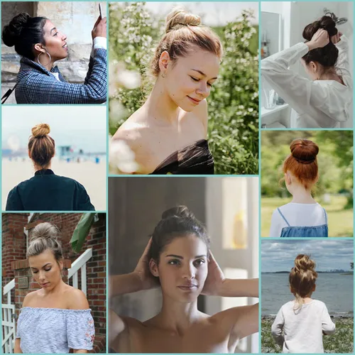 Vista 5 de 2 extensiones de cabello desordenado para moño (12) Banda de goma ondulada y rizada elástica para coleta de caballo