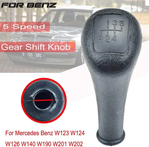 Vista 4 de Pomo de la palanca de cambios de 5 velocidades negro superior manual de plástico para Mercedes Benz W190 W201 W202 W123 W124 W126 W140 S124 C E S