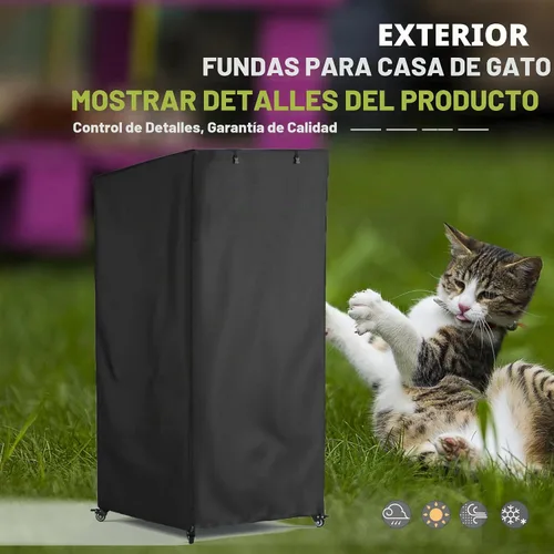 Vista 7 de Funda protectora grande para casa de gatos para exteriores, cubierta protectora contra el polvo, lona impermeable resistente 600D, 100% impermeable