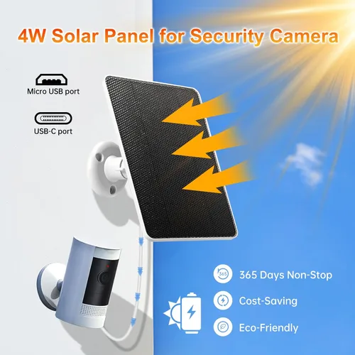 Vista 2 de QLAYA Panel solar para cámara Blink - Panel solar para cámara 4 (4.ª generación) para exteriores con cable de alimentación de 13 pies, montaje
