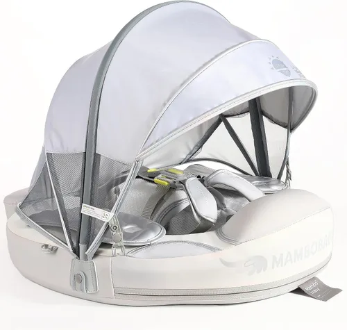 Vista 23 de Mambobaby Float Add Tail Flotador de natación para bebé/bebé con toldo, no inflable, sólido, mejorado, suave, impermeable, material de cuero