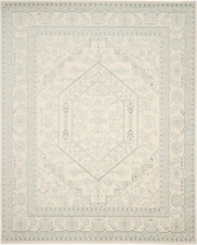 Vista 96 de SAFAVIEH ADR108B - Tapete de la colección Adirondack, 2 pies 1 pulgada x 6 pies, marfil y plateado, diseño de medallón oriental, no desprende