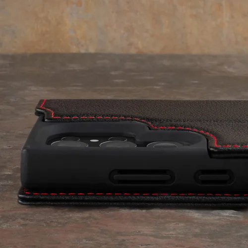 Vista 5 de TORRO Funda compatible con Samsung Galaxy S23 Ultra 5G – Funda de cuero premium tipo cartera con función atril y ranuras para tarjetas (negro)