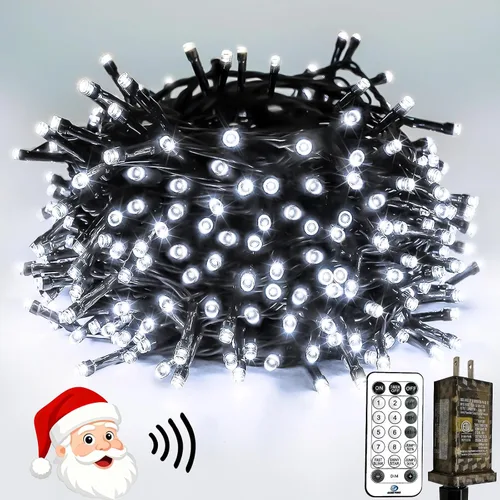 Vista 17 de Luces de Navidad controladas por voz con control remoto, cadena de 300 luces LED de 99 pies para interiores y exteriores con 12 modos, 3