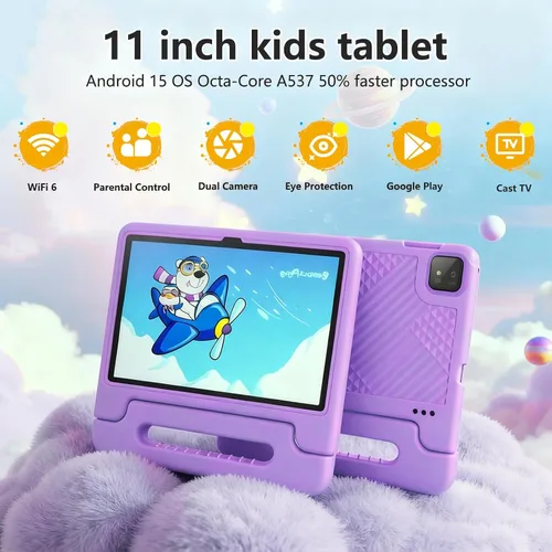 Vista 2 de NRKDUBQ Tablet infantil de 11 pulgadas Android 15 20GB + 128GB Octa-Core 8000mAh tableta Todder con funda a prueba de caídas, control parental, WiFi