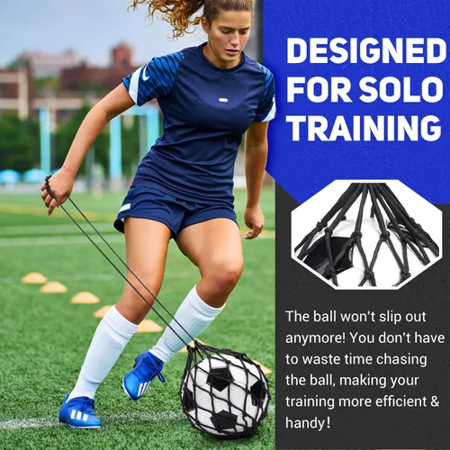 Vista 5 de TOBWOLF Football Kick Trainer, Soccer Return Trainer Net Fits Ball Size 3, 4, 5, Hands-Free Soccer Kick Throw Training Aid
