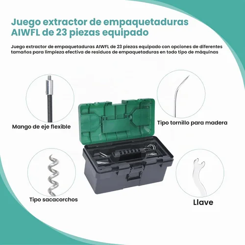 Vista 6 de AIWFL Juego de extractor de embalaje de acero inoxidable, juego de herramientas de embalaje, juego de ganchos de embalaje flexibles, incluye eje